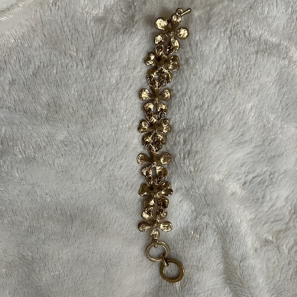 Vintage antique gold flower bracelet with pearls and opal simulated stones - Picture 3 of 4